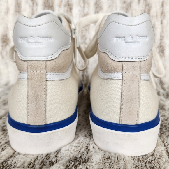Rag & Bone RB "Army" High Top Sneakers White Blue | Women's Size 8.5 - Picture 5 of 16
